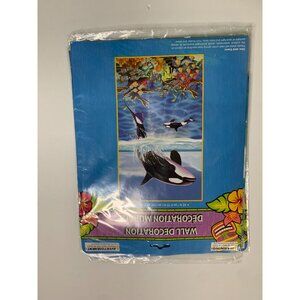 New Luau Wall Mural Decor Party Decorations Orca Whale 42 x72 in Coral Reef